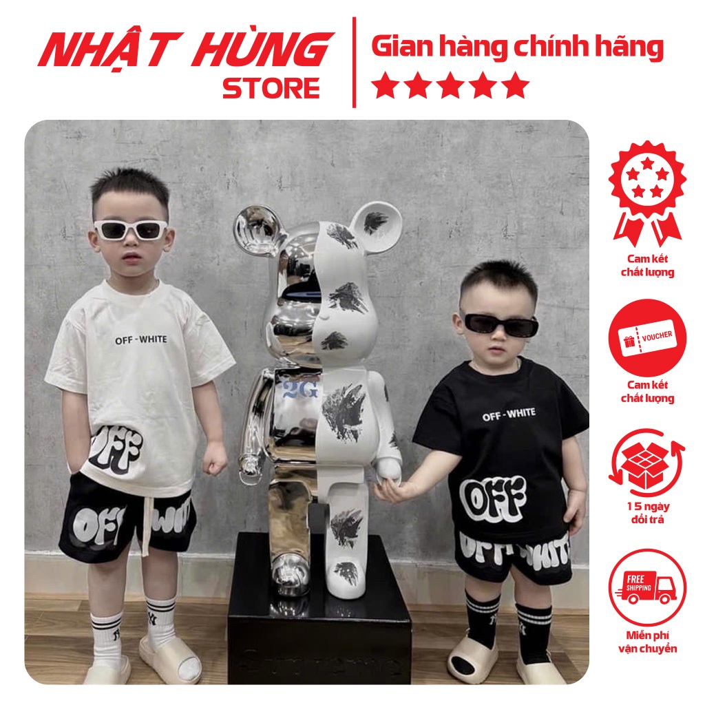 Bộ quần áo cho bé trai hình in OFF WHITE, set bộ thun trẻ em hiệu Nhật Hùng size 10-63kg - NH79