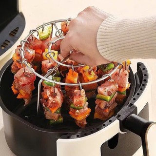 Giá Inox Tròn Kèm 24 Que Xiên Thịt Nướng Cho Nồi Chiên Không Dầu Nướng Thịt BBQ An Toàn