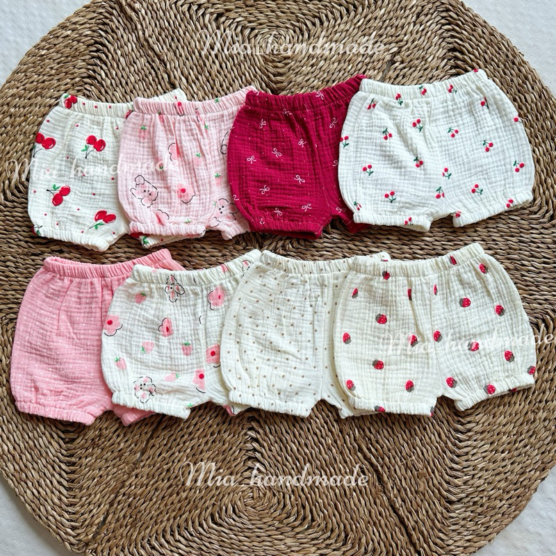 Quần Cộc Đùi Xô Muslin Cho Bé Gái - Quần Bo Chun Đùi Chất Mềm Mát Mùa Hè Cho Bé Gái