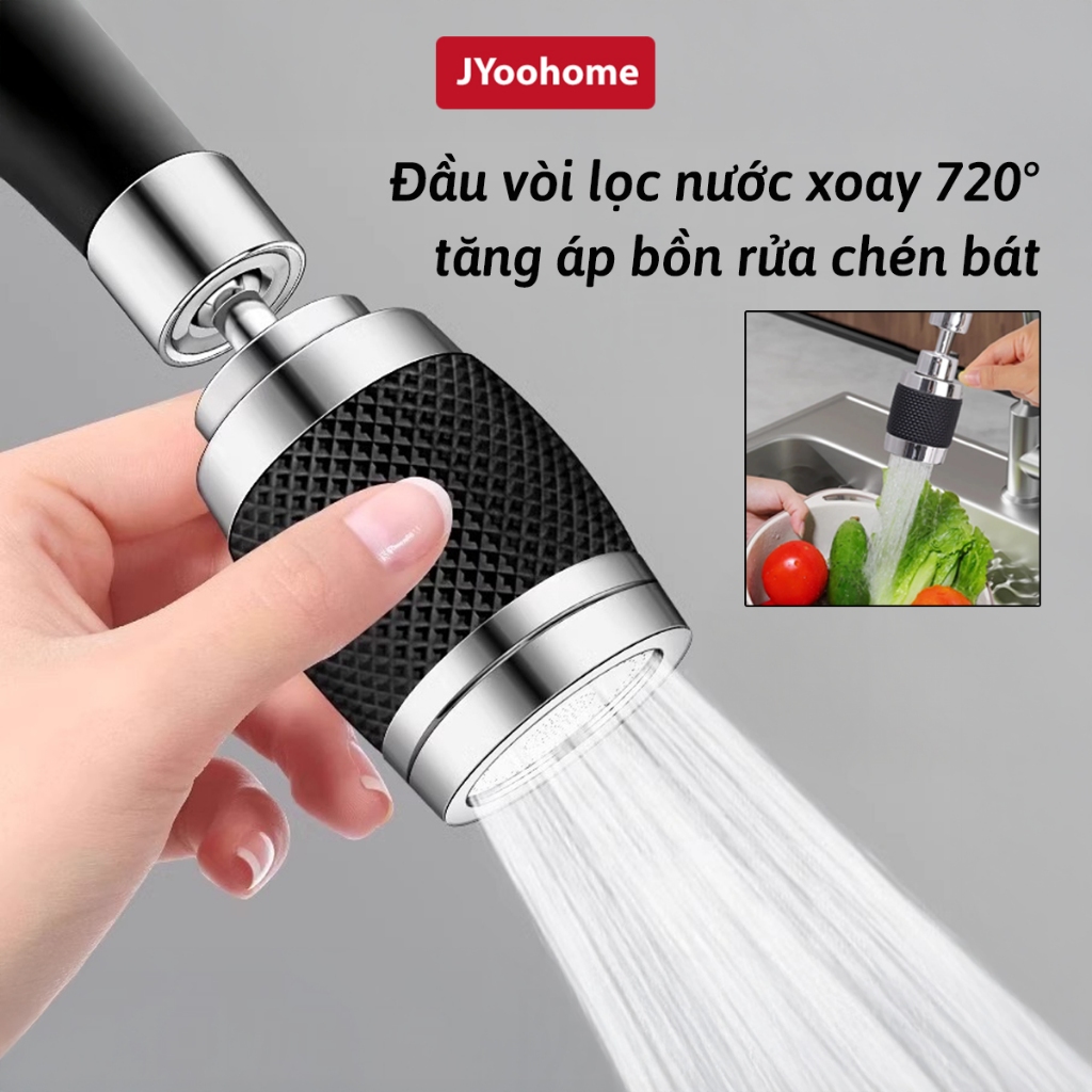 Đầu Vòi Rửa Bát Tăng Áp 3 Chế Độ Phun Nước Xoay 360 JYoohome Vòi Tăng Áp Gắn Bồn Rửa Chén Tiện Lợi