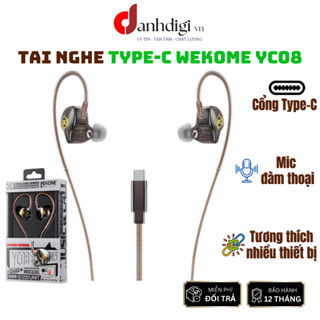 Tai nghe dây Type-C Wekome YC08 có hổ trợ Mic đàm thoại gaming tương thích các dòng thiết bị cổng Type-C 