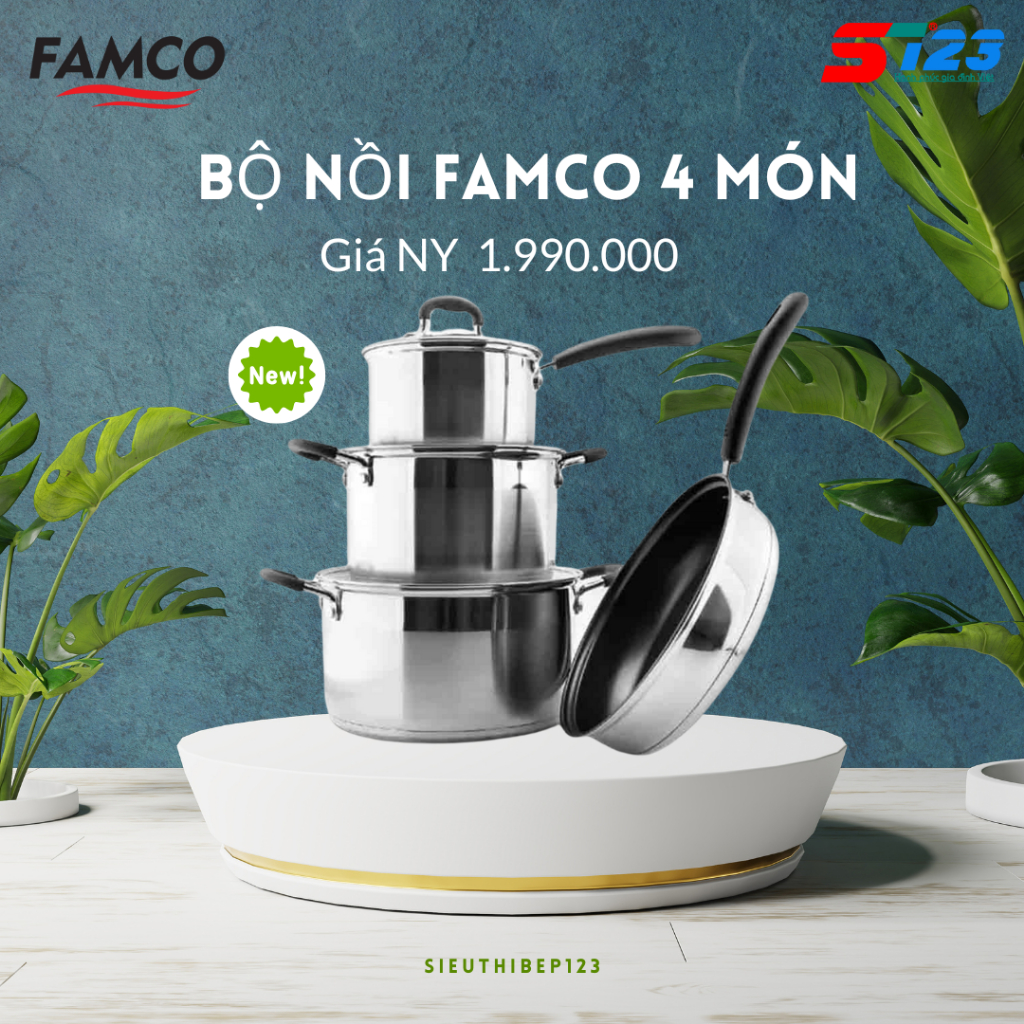 Bộ Nồi Inox Famco 4 Món – Đa Năng, Tiện Dụng, Giá Cực Tốt