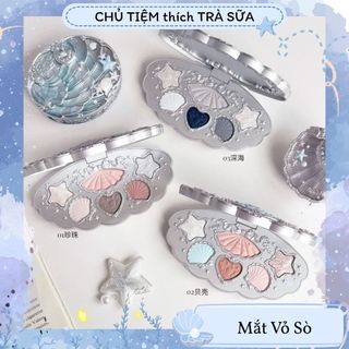   Sẵn- Hỏa Tốc HCM  Bảng Phấn Mắt Shell's Jewel Flower Knows Vỏ Sò Biển Xanh Lấp Lánh 