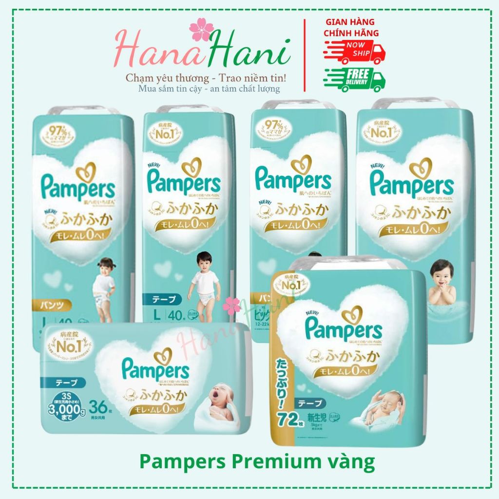 Tã (Bỉm) Pampers Premium vàng