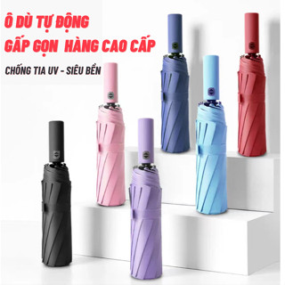 Ô che mưa gấp gọn, ô dù che mưa nắng cao cấp loại to 10 nan kép đóng mở tự động chống tia UV và chống thấm nước