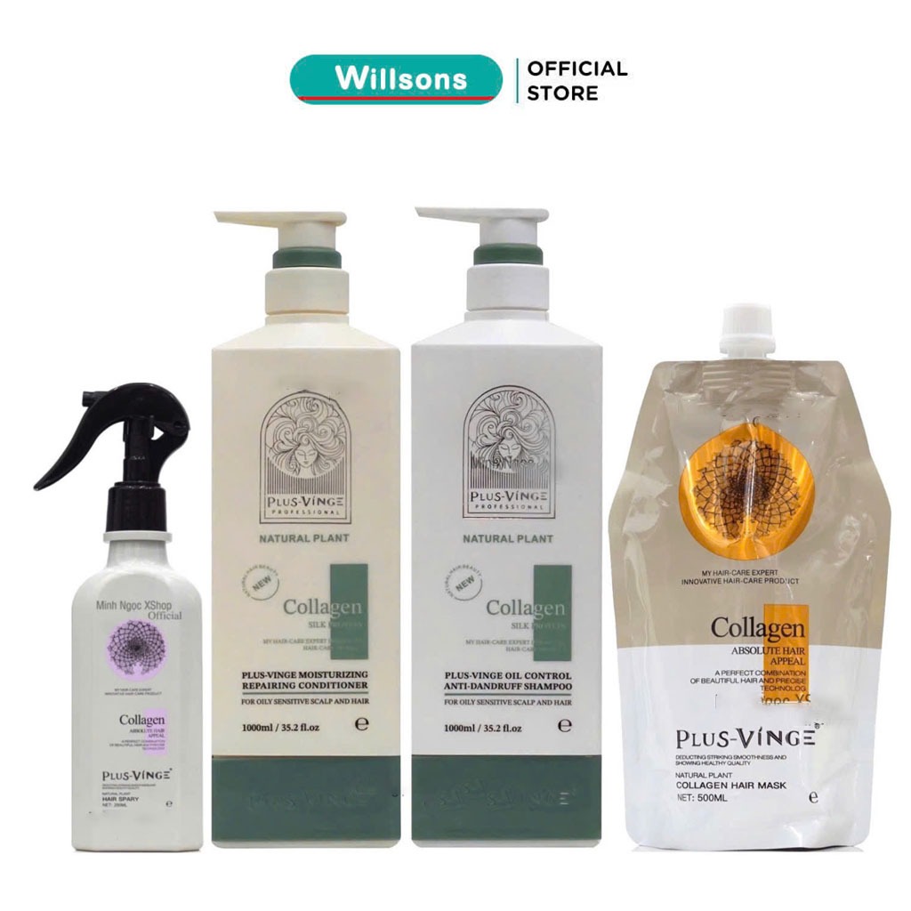 Dầu gội , xả, kem ủ tóc, xịt dưỡng phục hồi chống rụng tóc Plus Vinge Collagen 250ML - 1000ML