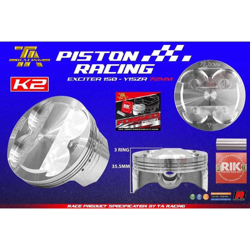 Trái piston nén FJN - TA RACING 72 dành cho Exciter 135, Exciter 150