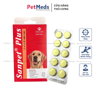 SANPET PLUS Viên Xổ Giun Tròn Trong Ruột Non và Sán Dây Ở Chó Con Trên 3kg và Chó Trưởng Thành
