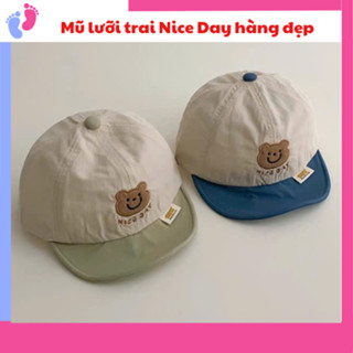 Mũ Lưỡi Trai Hình Gấu NiceDay Chất Liệu Vải Mềm Dành Cho Bé 0-1 Tuổi saubabi