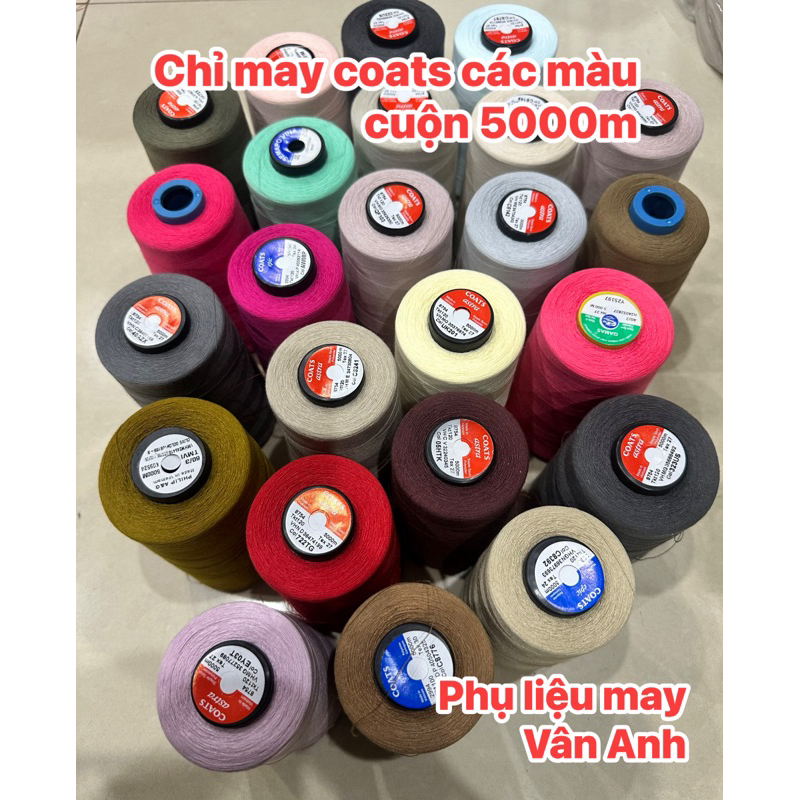 [ 5000m/1cuộn] Chỉ may coats các màu sợi Tex 27 và 60/3
