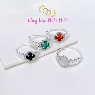  Nhẫn cỏ bốn lá thân kim tiền chất liệu Bạc ta đem lại may mắn tài lộc - Vàng Bạc Khải Khải 