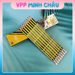 Hộp 10 cây bút chì T.LG bút chì kèm tẩy ít gãy nét đậm dùng luyện viết chữ, tô đáp án cho học sinh, văn phòng
