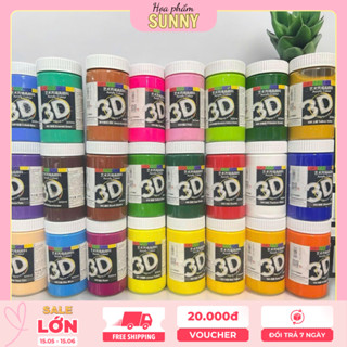  Màu Acrylic 3D Lọ 300ml – Vẽ Tường Vẽ Tranh Toan Tô Tượng Độ Che Phủ Cao Dễ Pha Màu 