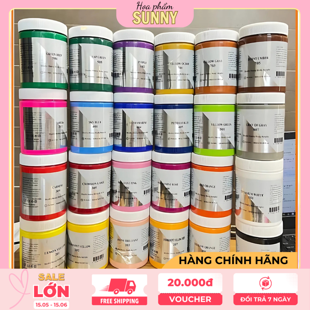 Sơn Acrylic Sunway 500ml – Sơn Vẽ Tường, Tô Tượng, Tranh Toan, Mỹ Thuật, Nghệ Thuật