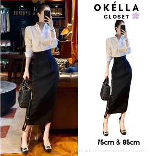  Chân Váy Midi Dáng Bút Chì Công Sở Xẻ Sau Chân Váy Nữ Dúm Sườn 2 túi Okélla  75cm và 85cm  