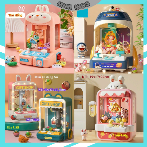 Máy Gắp Thú MINI, máy gắp gấu bông MINI, Máy gắp thú Mẫu Mới Đèn Nhạc Nhiều Gấu Bông Cho Bé