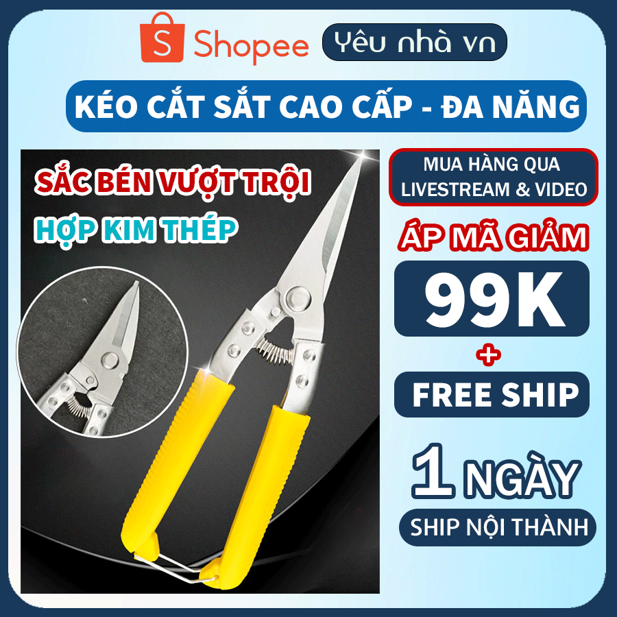   Thép Cao Cấp  Kéo Cắt Sắt Cắt Dây Điện Cắt Nhôm Đa Năng - Chất Liệu Thép Không Gỉ Cao Cấp - Yêu Nhà VN 