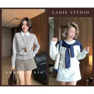 Áo sweater len nữ Classic dệt kim kiểu vặn thừng, AO90, Ladie Studio