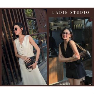 Áo Gile nữ 5 nút chất Linen dày dặn, thanh lịch, Fansie Top, AO37, Ladie Studio