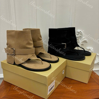 Bốt nữ da bò cổ thấp đế bệt xỏ ngón đế bệt khoá dây qccc fulbox Form To . Thuytienshoes