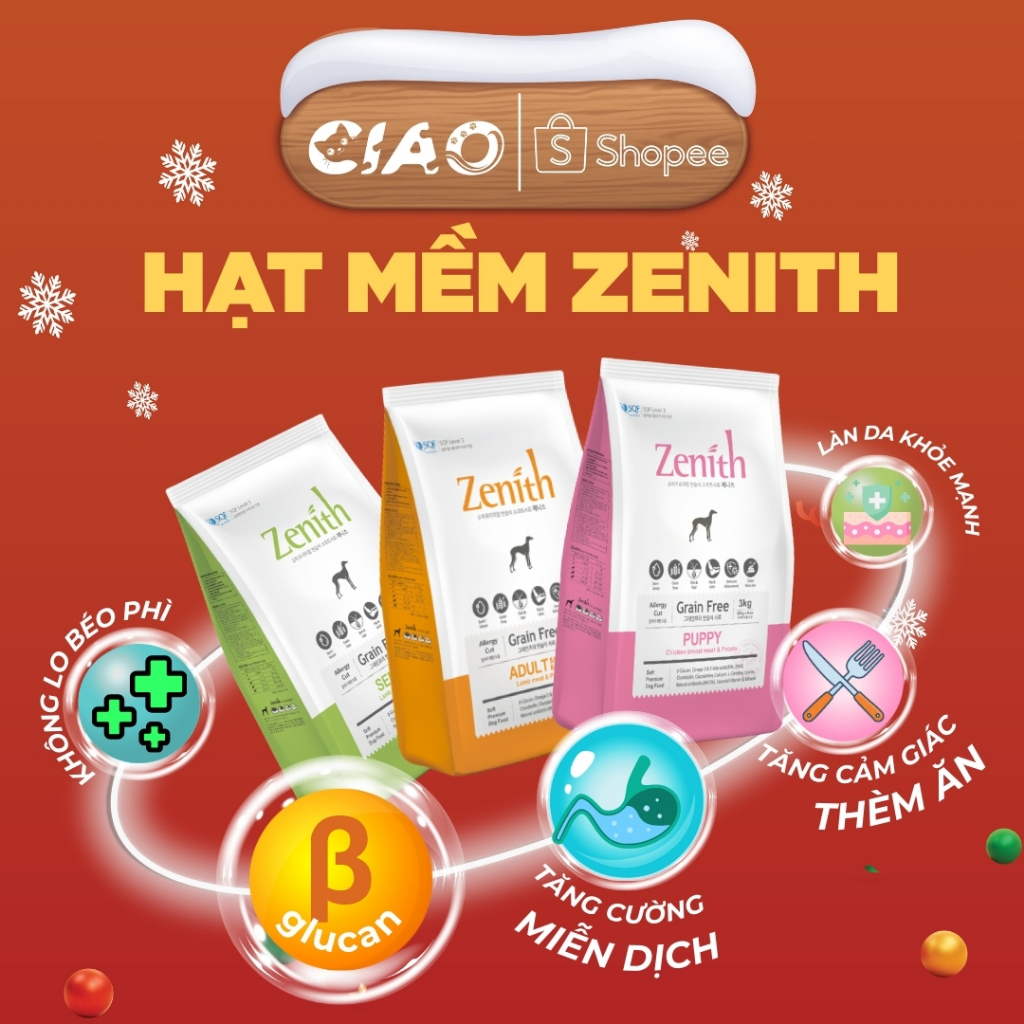 [1.2kg] Thức ăn cho chó - HẠT MỀM ZENITH (giành cho mọi giống chó và lứa tuổi) | không dị ứng | phân không thối
