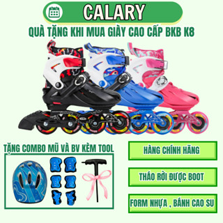   TẶNG FULL PHỤ KIỆN  Giày Patin Trẻ Em Flying Eagle BKB K8- Form Nhựa Cao Cấp Bánh Cao Su Đặc Tăng Chỉnh Được 2-3 Size 