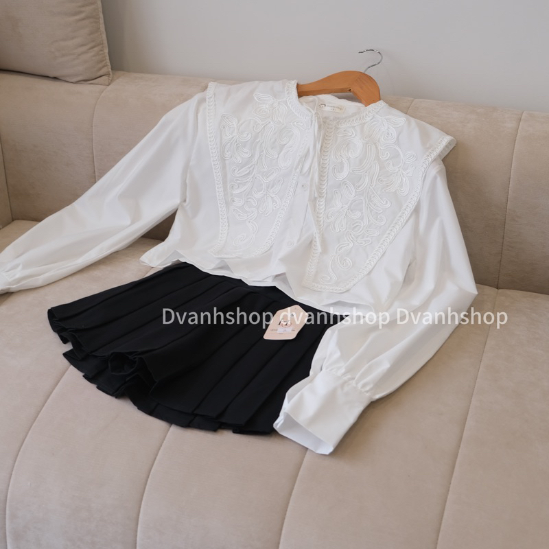 AMLY - Áo sơ mi phối cổ tiểu thư siêu xinh nữ😍 | BigBuy360 - bigbuy360.vn