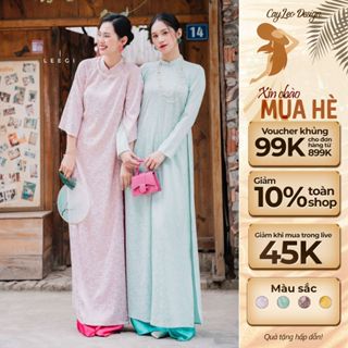 [KOL] Áo Dài Khả Diệp Lụa Gấm Hoa Tay Lỡ Cây Leo Design Cách Tân Duyên Dáng - Min684