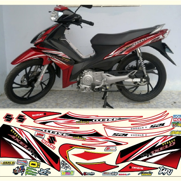 TEM ZIN SUZUKI AXELO 125 ĐỎ TRẮNG ĐEN DECAL 3 LỚP