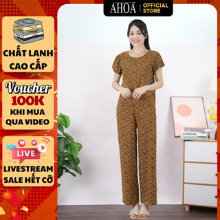 Đồ Bộ Trung Niên Cho Mẹ Quần Dài Cổ Tròn AHOA, Bộ Đồ Lanh Nữ Mặc Nhà Quần Dài Cao Cấp, Đồ Bộ Tole Trung Niên Cho Mẹ BL13