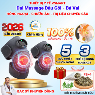 Máy Massage Chân Đầu Gối Chườm Nóng Ngải Cứu, Đai Quấn Đầu Gối Mát Xa Rung 3D Giảm Đau Buốt Khô Khớp