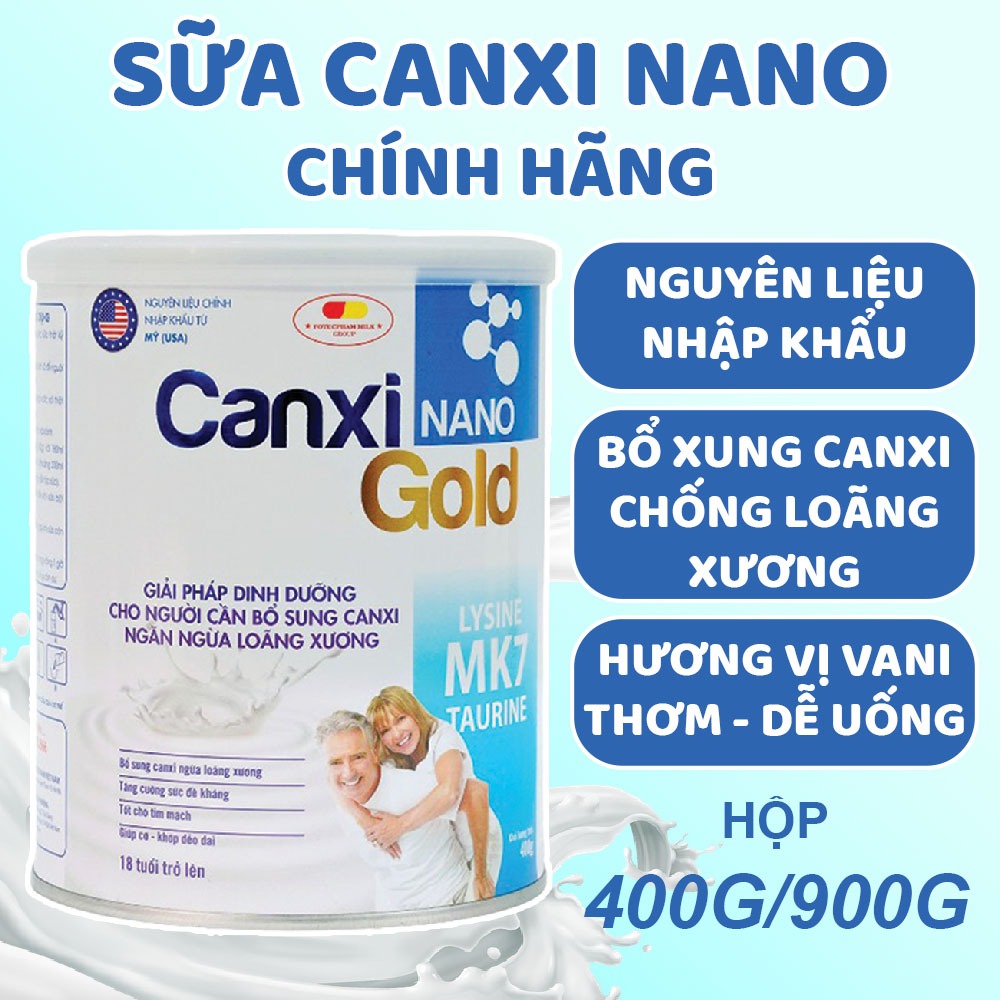[ Chính Hãng ] Sữa Bột Canxi Cho Người Lớn Tuổi Sữa Canxi Nano Gold Lon 400G/900G