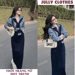 Sét đồ nữ áo sơ mi kèm khăn phối chân váy dài chất cotton, đồ bộ nữ công sở sang chảnh HCOM25798 Jully