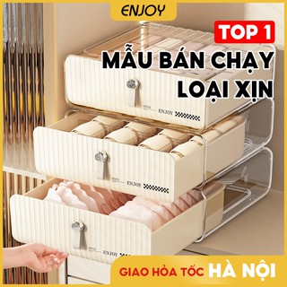 Hộp đựng đồ lót có nắp ENJOY ngăn ngừa bụi bẩn thiết kế dạng kéo thông minh tiện lợi - EJ547