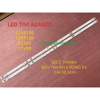 HCM THANH LED TIVI ASANZO 32AS100 32AT130 KOODA 32VS9 K32S3 MỚI 100% BỘ 2 THANH MỖI THANH 6 BÓNG 6V DÀI 58,3cm