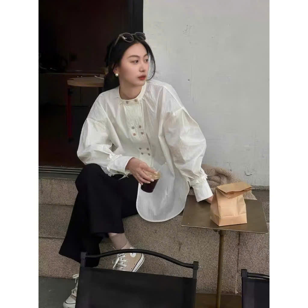 𝗡𝗼𝗹𝗮𝗻 𝗟𝗶𝗻𝗲𝗻-  Áo Linen form rộng phối nút gỗ