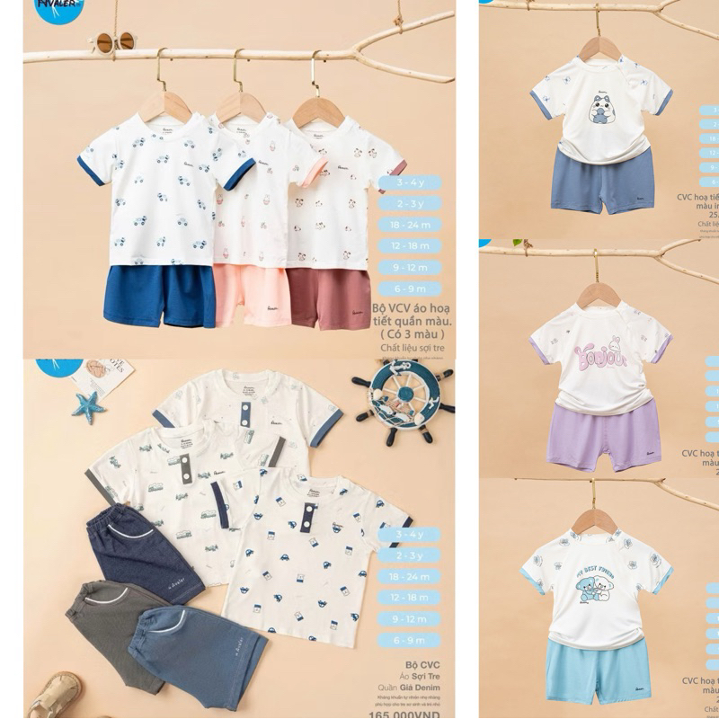 AVALER Bộ cộc tay cho bé trai bé gái hãng Avaler