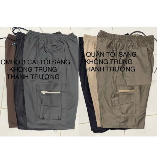 Quần Short Nam Kaki Túi Hộp Lưng Thun Co Giãn From Rộng Thoải Mái Có Túi Khóa Kéo .