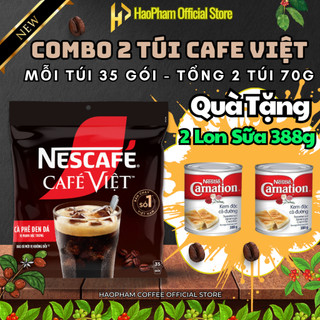   Combo 2 Bịch  Nescafe Cafe Việt - Tặng 2 Lon Sữa Đặc Có Đường  388g   Mẫu Mới  Nescafe Cafe  560g - 16g x 35 Gói  