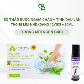 BỘ THẢO DƯỢC NGÂM CHÂN & TINH DẦU LĂN HỖ TRỢ THÔNG MŨI GIÚP NGỦ NGON 12VIÊN+10ML