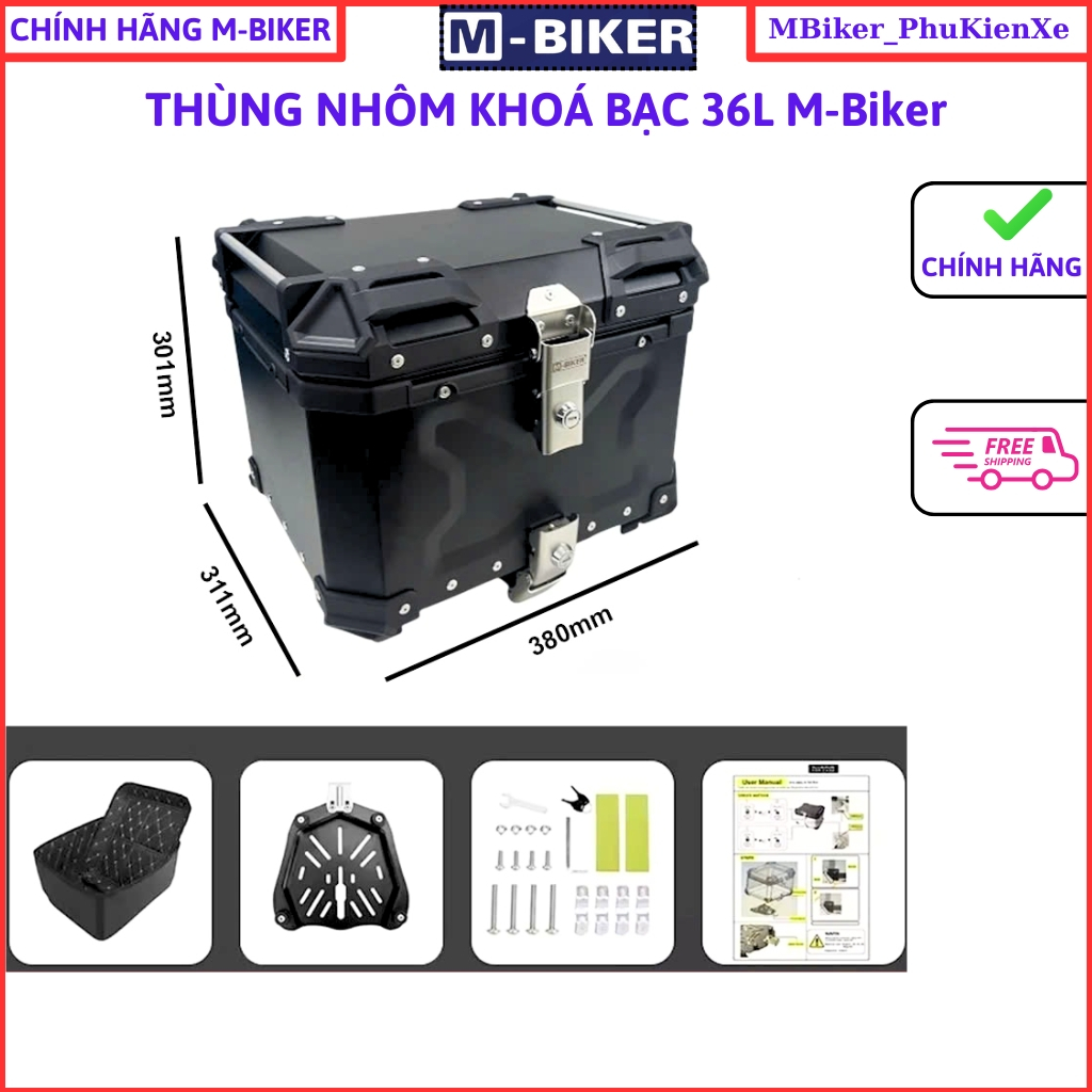 𝐌𝐁𝐢𝐤𝐞𝐫_ Thùng nhôm 𝐌𝐁𝐢𝐤𝐞𝐫_ thùng nhôm xe máy, thùng top nhôm, 22l-28l-35l-36l-45l, chính hãng mbiker
