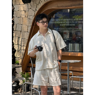 Set Bộ Cộc Nam Chất Đũi Linen Mềm Mát, Áo Ngắn Tay Quần Đùi Form Rộng Mặc Hằng Ngày B20
