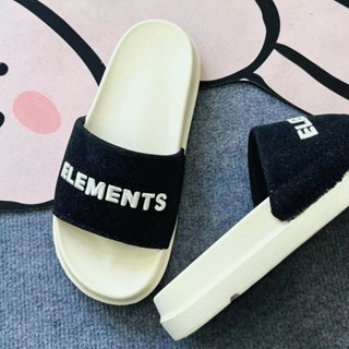 Dép quai ngang Elements vải jean đế bằng nam nữ , Đế cao 4cm, êm chân- Element