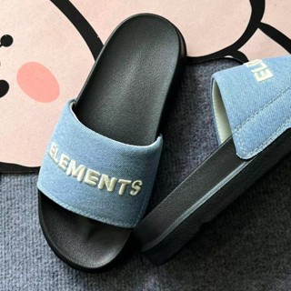 Dép quai ngang Elements vải jean đế bằng nam nữ , Đế cao 4cm, êm chân- Element.Vinny.Store