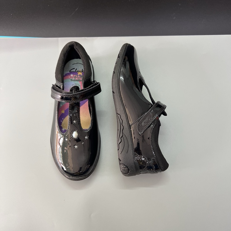 ( CHÍNH HÃNG) giày Clarks Relda Gem Kid Black , Da BÓNG và da MỜ
