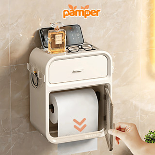 Hộp đựng giấy vệ sinh PAMPER dán tường có ngăn kéo, Hộp để đồ nhà tắm chống nước, chịu lực tốt