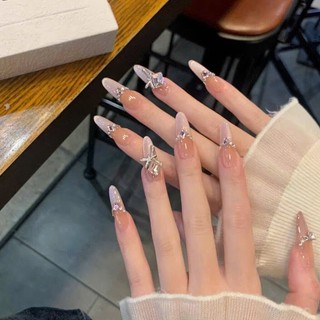  Móng tay giả mắt mèo đính đá Nailbox mắt mèo đính đá Nailbox dài nhọn đính đá Z343 Nail box mắt mèo tráng gương 