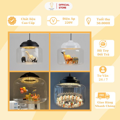 Đèn Thả Trần Energy Green Light DGT-6548 - Trang Trí Mô Hình Ngộ Nghĩnh - Chao Thủy Tinh Cao Cấp - Bảo Hành 2 Năm