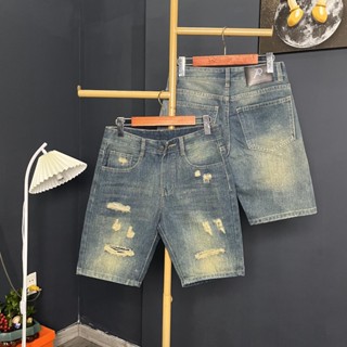  Quần short jean nam thêu AMIRI boy phố đen rách chất jean cotton quần jean nam ngắn mã QS9A33 