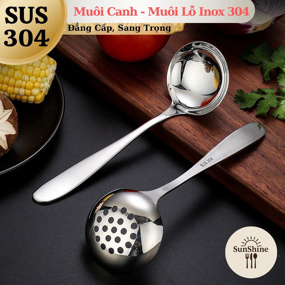 [Loại Nhỏ 19cm] Muôi Múc Canh - Muỗng Lỗ Mini Cho Gia ĐìnhInox 304 Cao Cấp Dài 19cm Mẫu Mới 2025